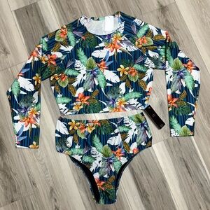 Floral Long Sleeve Swimsuit Set